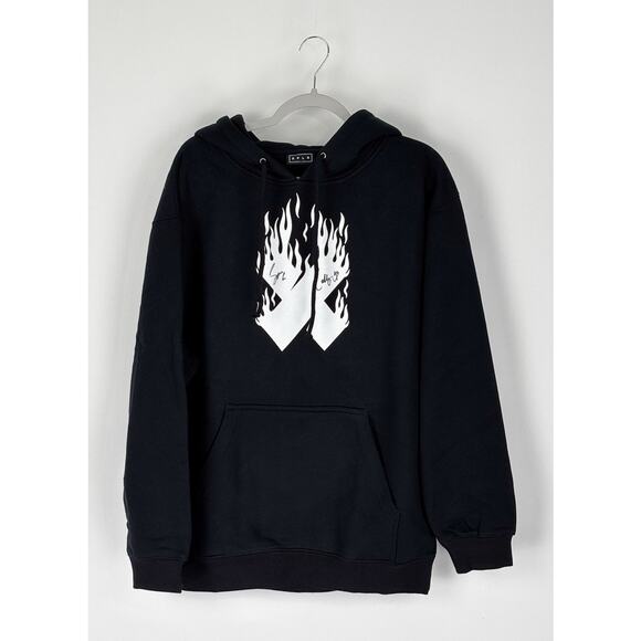 XPL Flames Hoodie Pullover Signed Black Mens Size Large New Sam Colby Autograph - Picture 1 of 7